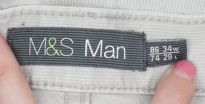 Marks and Spencer Men's Beige Straight Jeans 34R