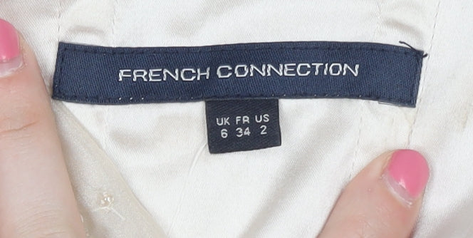 French Connection Beige Sheath Dress, Size 6, Embroidered