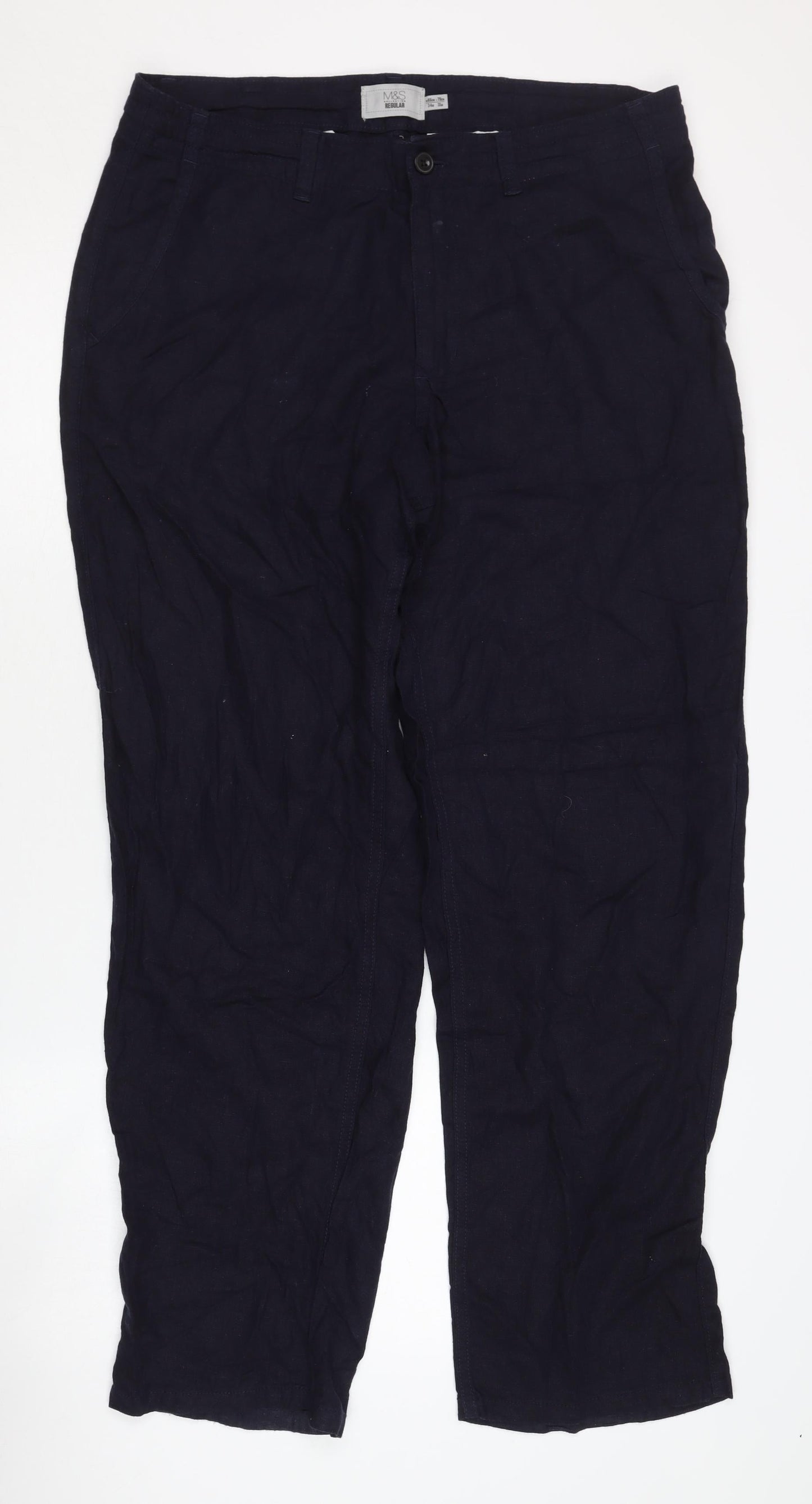 Marks and Spencer Men's Blue Trousers Size L