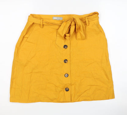 ASOS Women’s Yellow Button Skirt, Size 14, Casual Linen