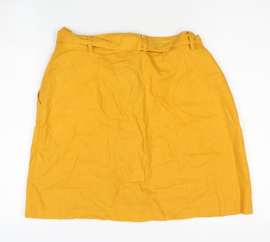 ASOS Women’s Yellow Button Skirt, Size 14, Casual Linen