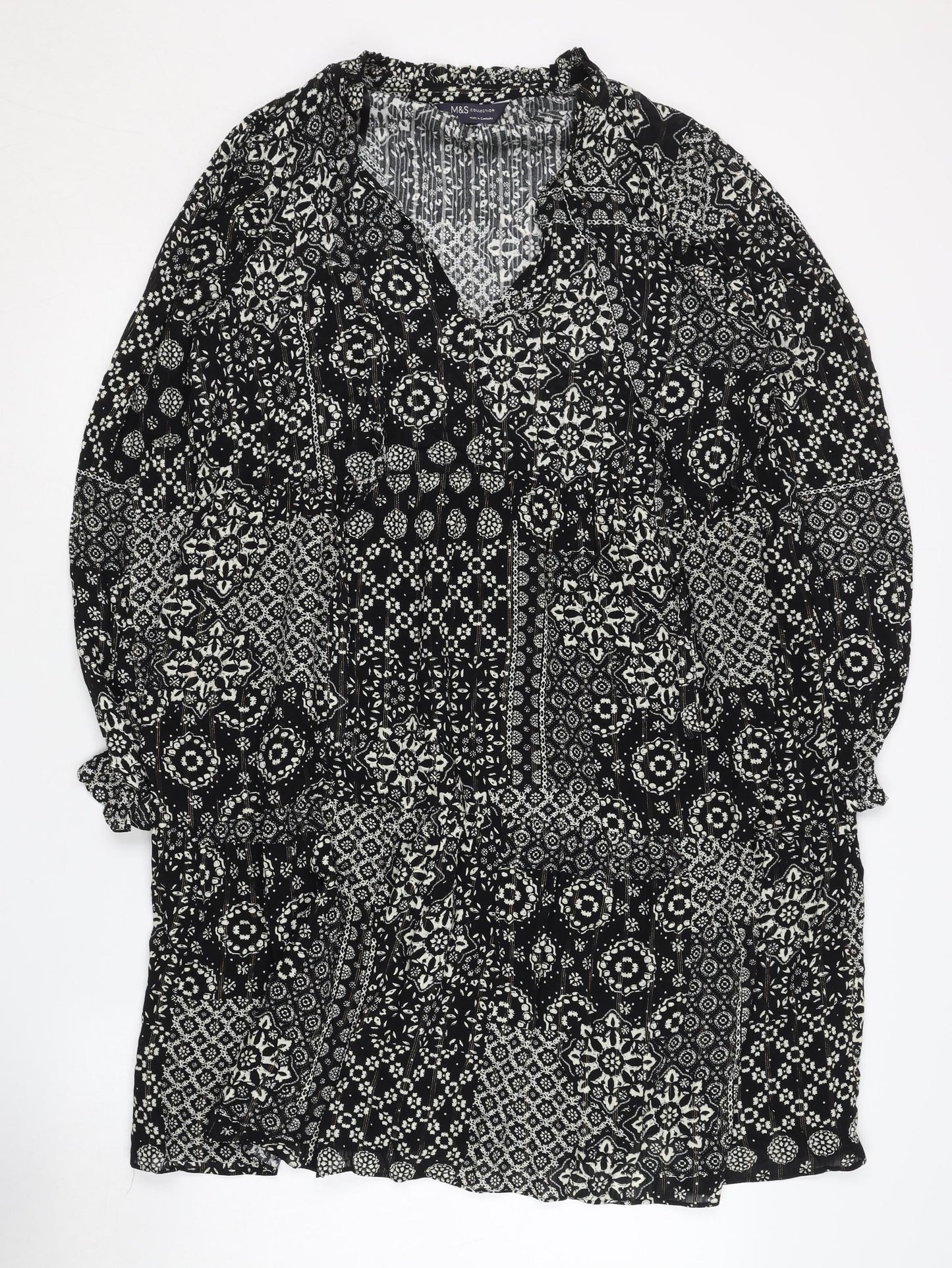 Marks and Spencer Black Floral Dress Size 14