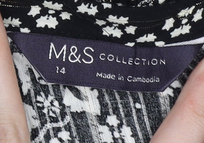 Marks and Spencer Black Floral Dress Size 14