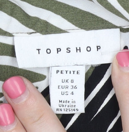 Womens UK Size 8 Topshop Multicoloured Basic Button-Up