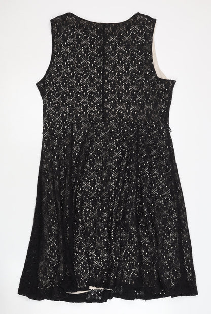 Wallis Women's Black Lace A-Line Dress Size 16
