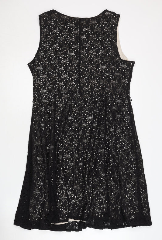 Wallis Women's Black Lace A-Line Dress Size 16