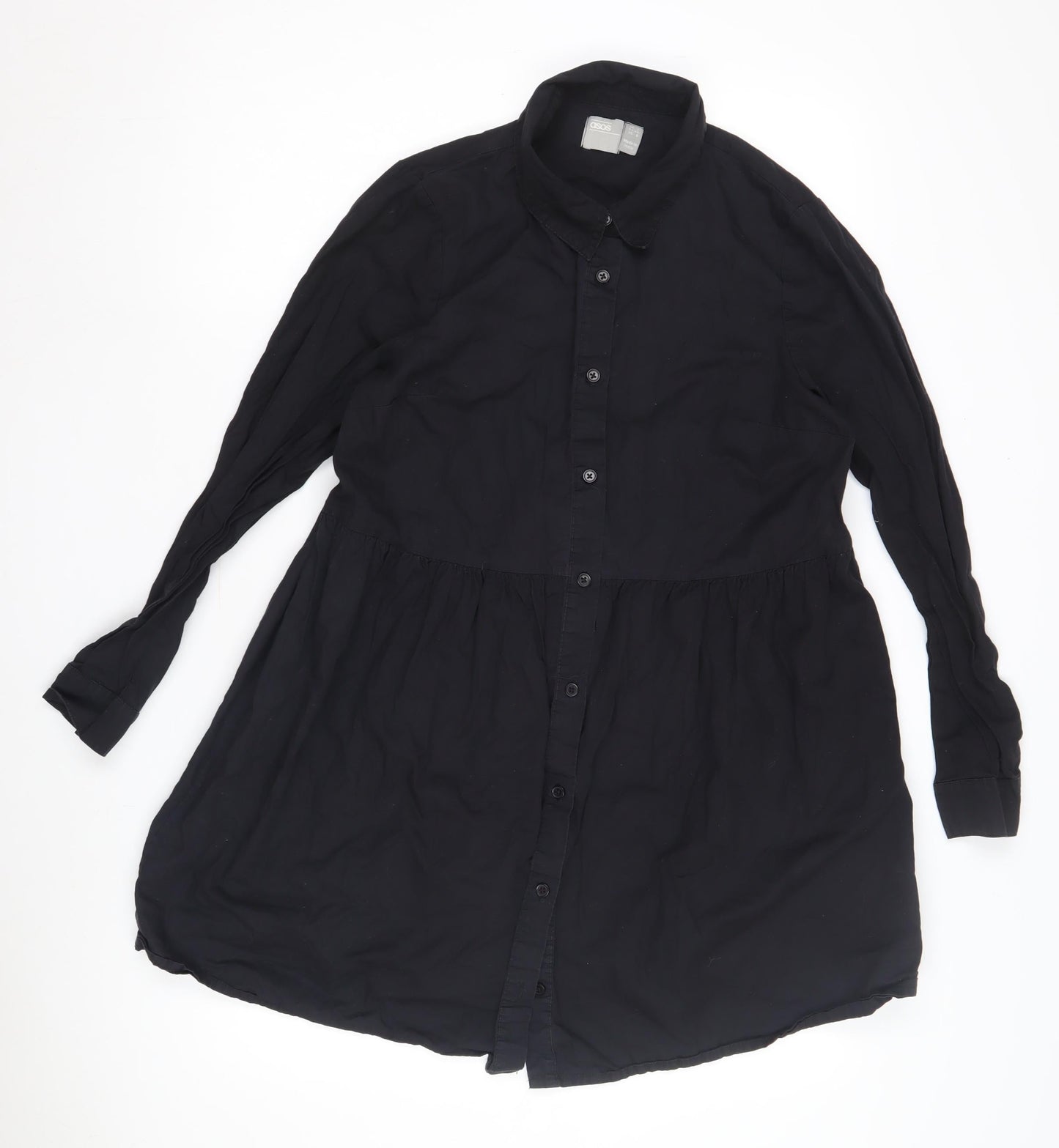 Womens UK Size 10 ASOS Black Basic Button-Up