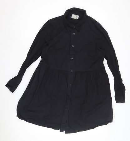 Womens UK Size 10 ASOS Black Basic Button-Up