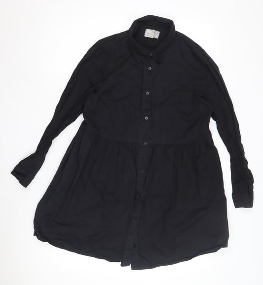 Womens UK Size 10 ASOS Black Basic Button-Up