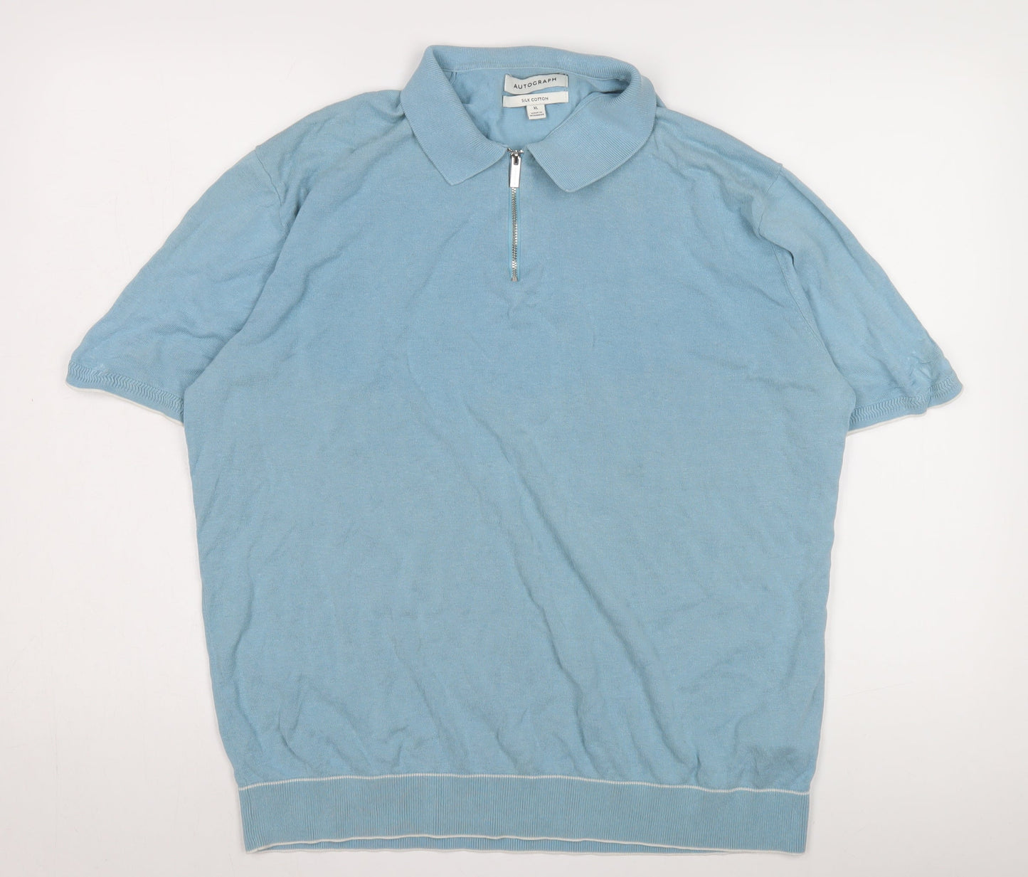 Autograph Men's Blue XL Polo with Zip Detail