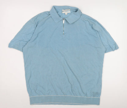 Autograph Men's Blue XL Polo with Zip Detail