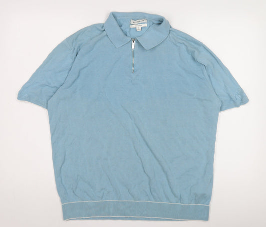 Autograph Men's Blue XL Polo with Zip Detail