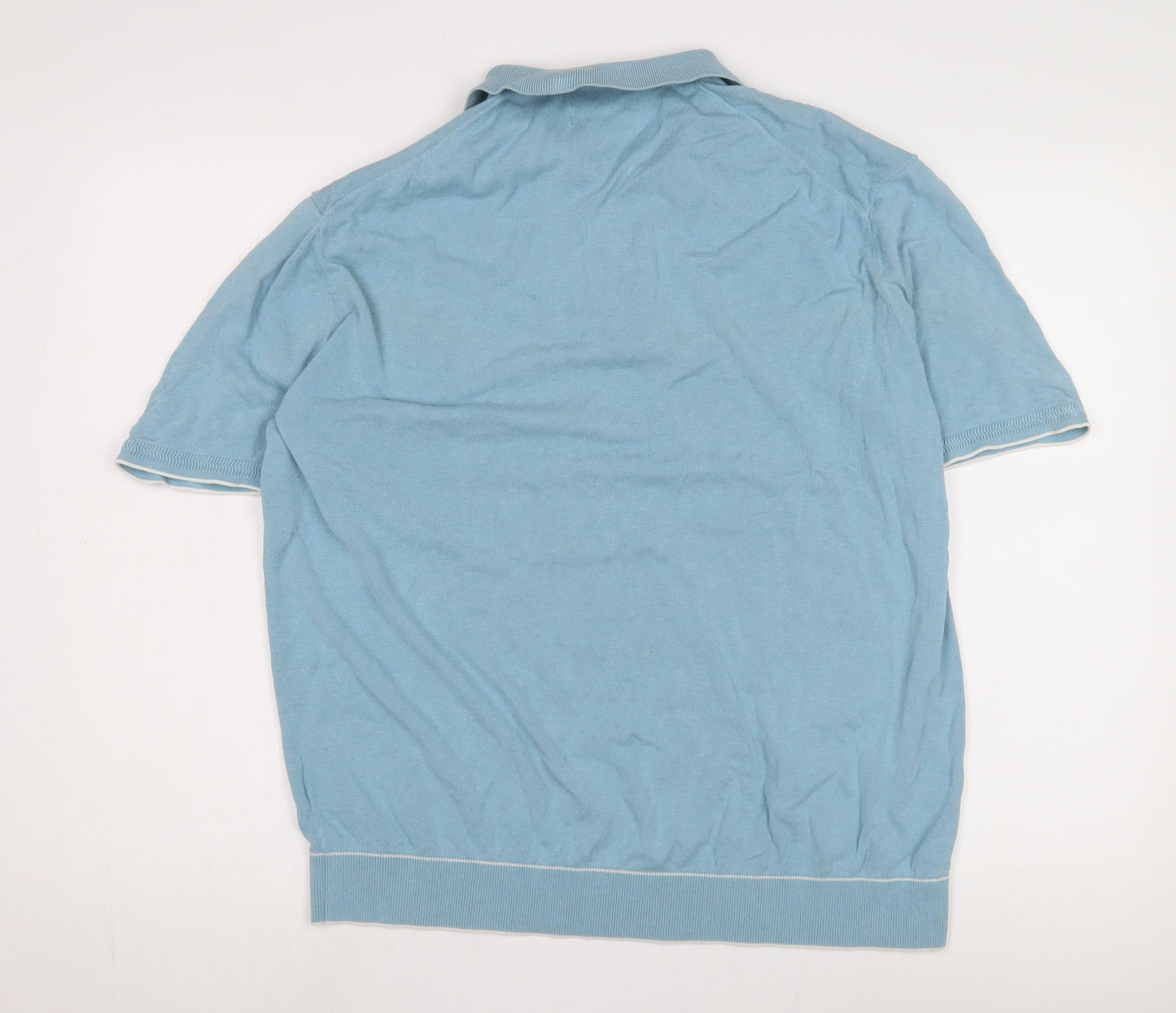 Autograph Men's Blue XL Polo with Zip Detail