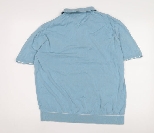 Autograph Men's Blue XL Polo with Zip Detail