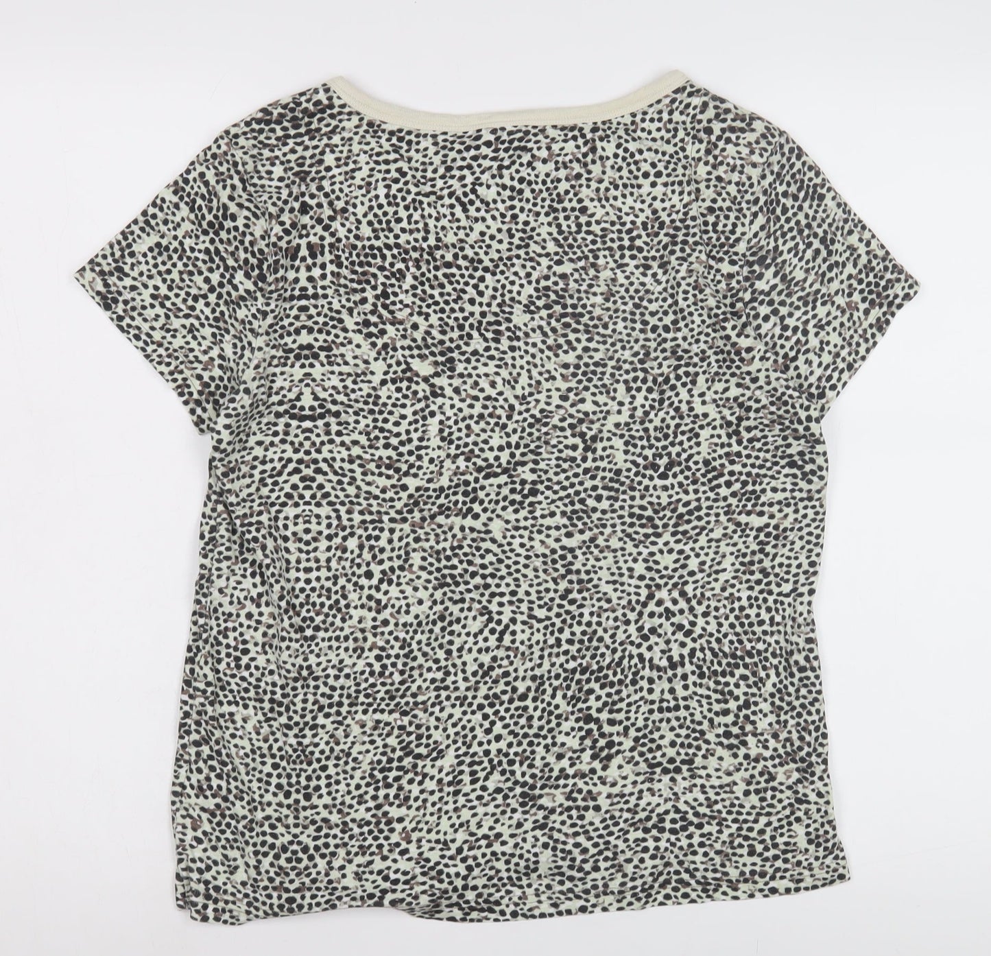 Maine Beige Animal Print Henley T-Shirt, Size 14, Women's