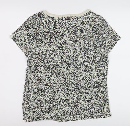 Maine Beige Animal Print Henley T-Shirt, Size 14, Women's