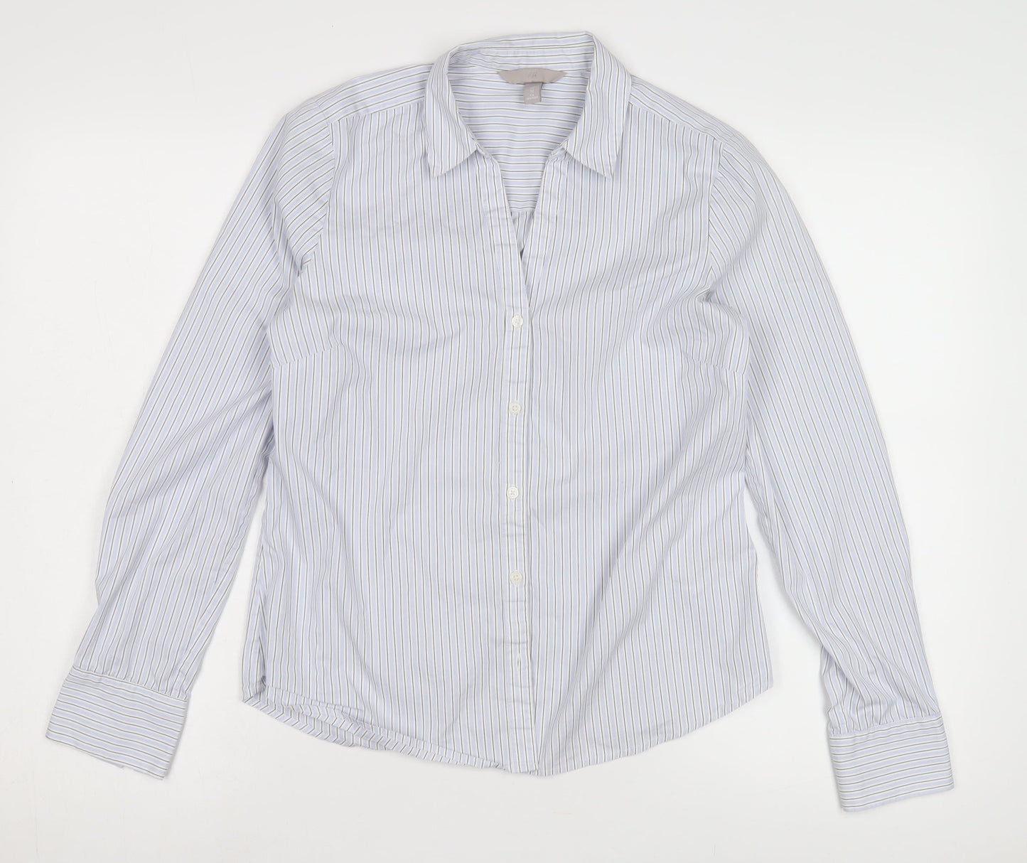 Womens UK Size 10 H&M White Basic Button-Up