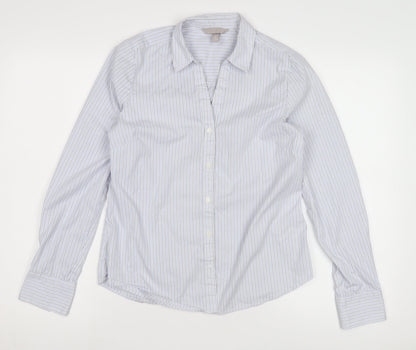 Womens UK Size 10 H&M White Basic Button-Up