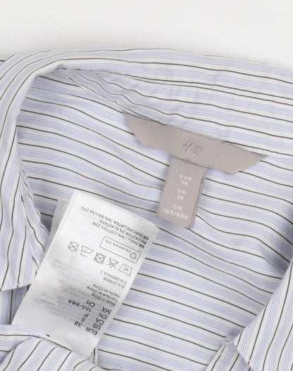 Womens UK Size 10 H&M White Basic Button-Up