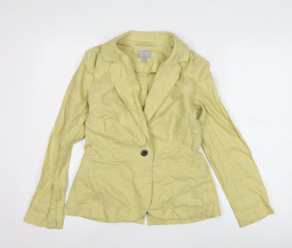 PURE Women's Yellow Blazer UK 8, Linen, Casual Style
