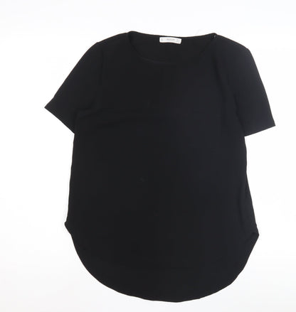 Womens UK Size 8 Mango Black Basic T-Shirt