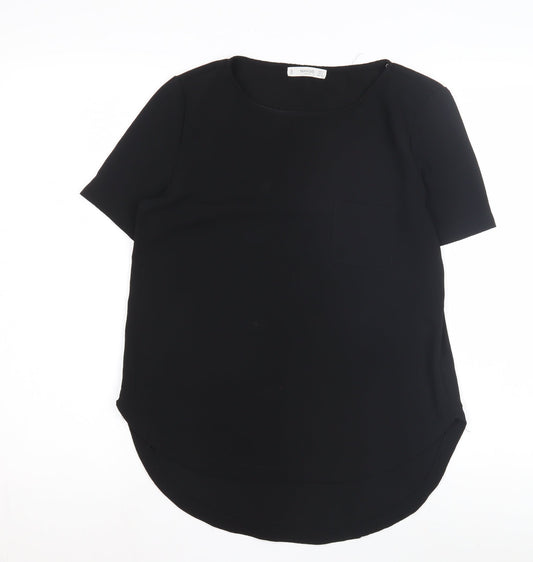 Womens UK Size 8 Mango Black Basic T-Shirt