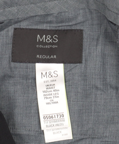 Marks and Spencer Men's Black L Regular Trousers