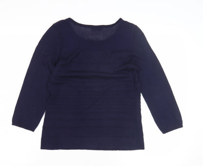 Monsoon Women's Blue 3/4 Sleeve Pullover Jumper Size 10