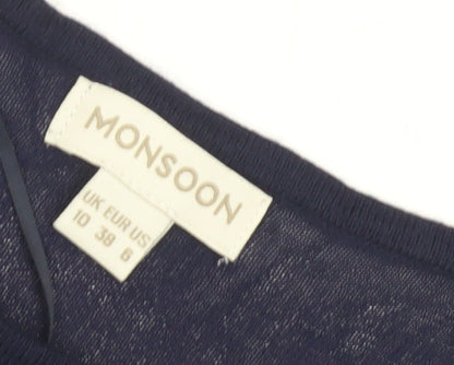 Monsoon Women's Blue 3/4 Sleeve Pullover Jumper Size 10