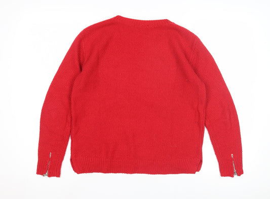 Womens UK Size 8 Warehouse Red Pullover Jumper