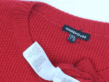 Womens UK Size 8 Warehouse Red Pullover Jumper