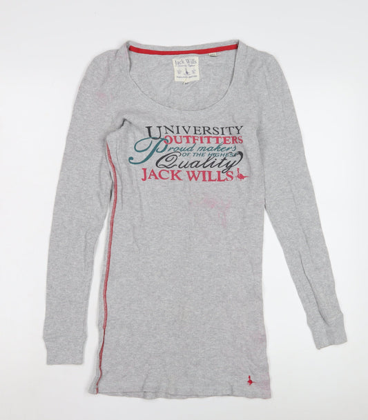 Jack Wills Women's Grey Long Sleeve Slim T-Shirt