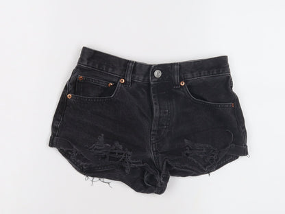 ASOS Design Women's Black Denim Hot Pants, Size 6