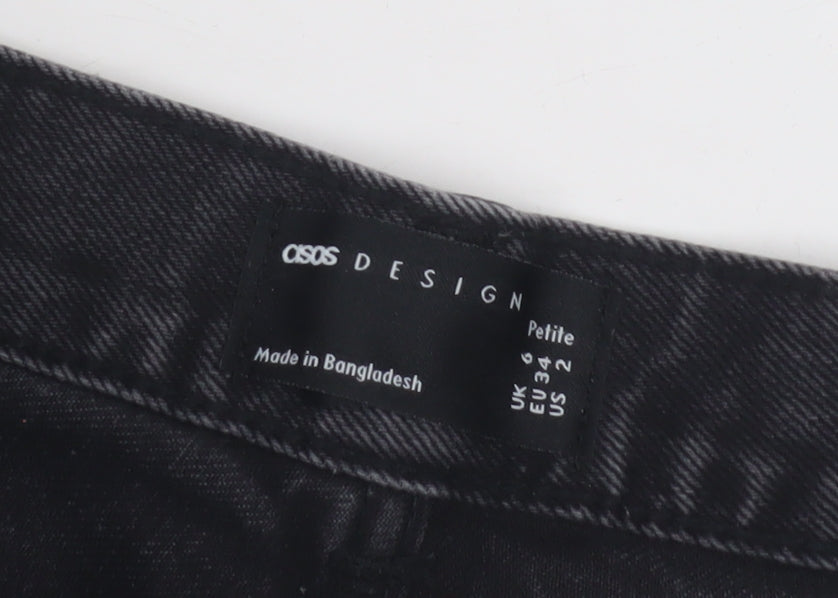 ASOS Design Women's Black Denim Hot Pants, Size 6