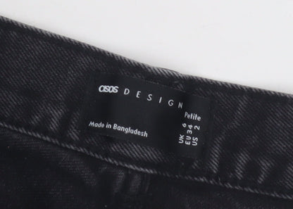 ASOS Design Women's Black Denim Hot Pants, Size 6