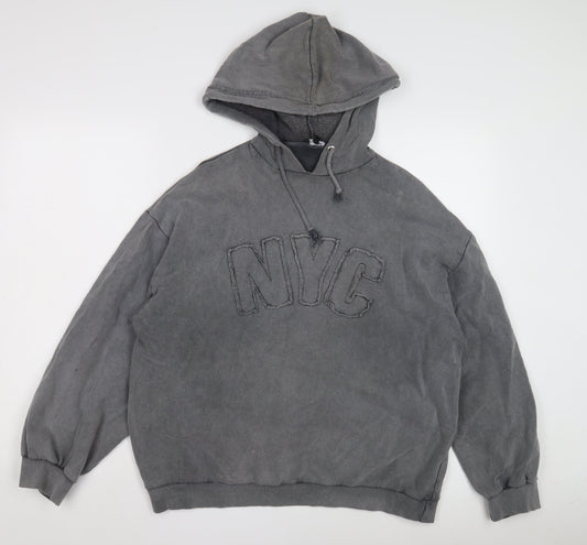 Additional front view of Boohoo Grey unisex pullover hoodie -, size 12 plus