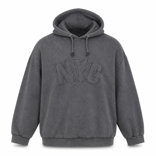 Front view of Boohoo Grey unisex pullover hoodie -, size 12 plus