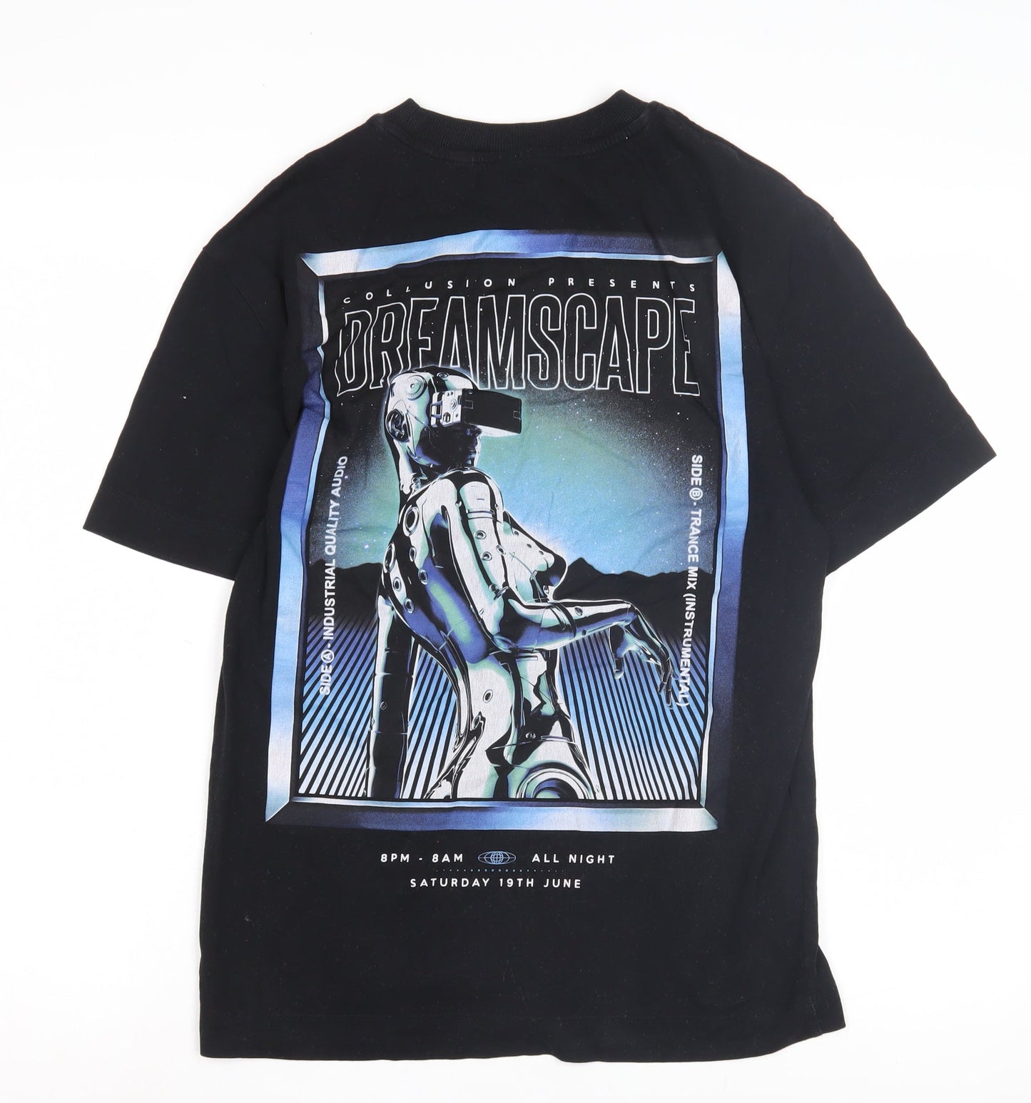Mens UK Size XS COLLUSION Black  T-Shirt