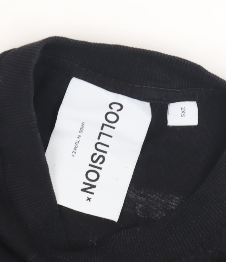 Mens UK Size XS COLLUSION Black  T-Shirt
