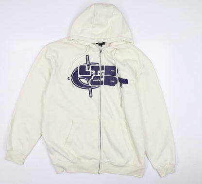 Mens UK Size S boohooMAN White Full Zip Hoodie