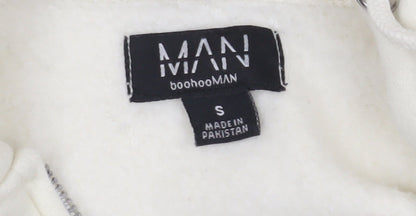 Mens UK Size S boohooMAN White Full Zip Hoodie