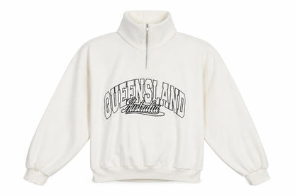 Front view of Bershka unisex white m logo sweatshirt