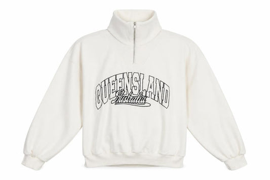 Front view of Bershka unisex white m logo sweatshirt