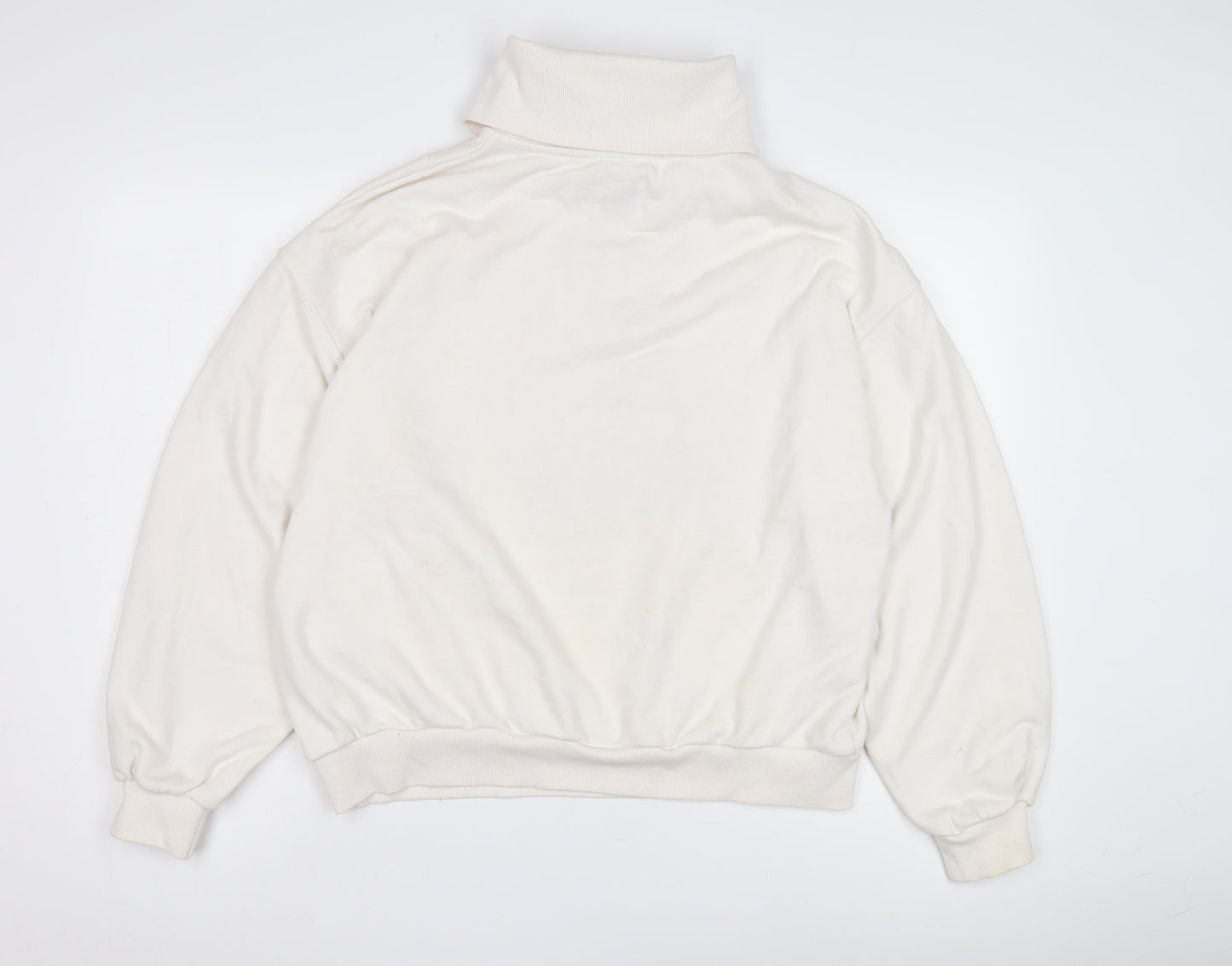 Unisex Adults UK Size M Bershka White Full Zip Sweatshirt