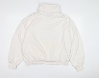 Unisex Adults UK Size M Bershka White Full Zip Sweatshirt