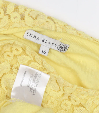 Emma Blake Women's Yellow Lace Blouse - Size 16