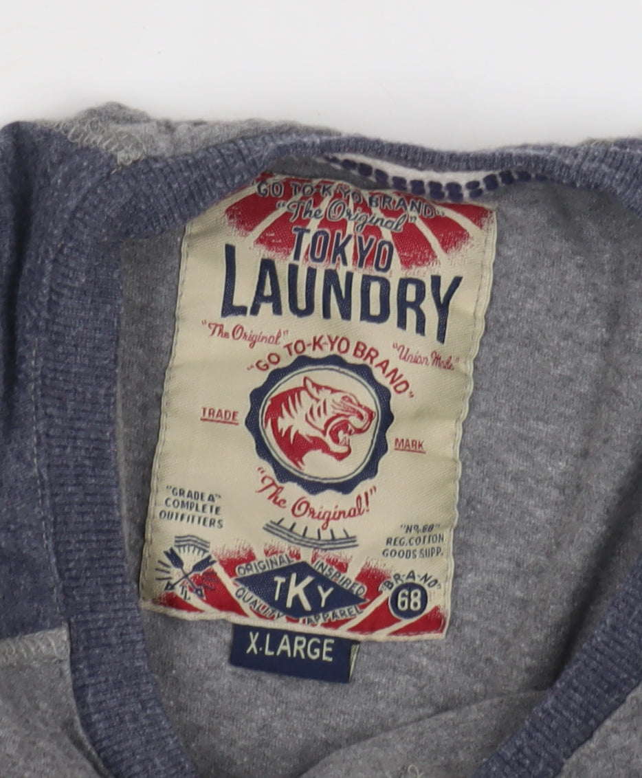 Tokyo Laundry Men's Grey Colourblock XL T-Shirt