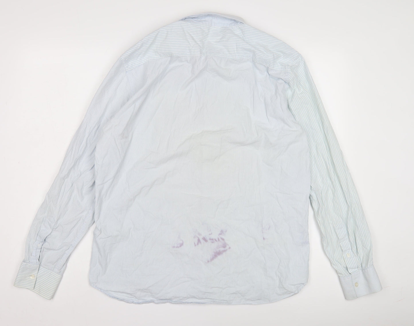 French Connection Men's Blue Striped Button-Up Shirt