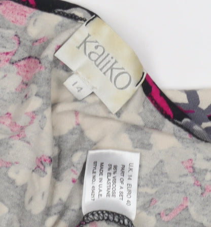 Womens UK Size 14 Kaliko Multicoloured Wrap Blouse
