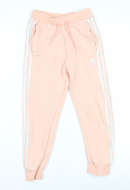 Adidas Girls Pink Jogger Trousers XS, Breathable, Elastic Waist